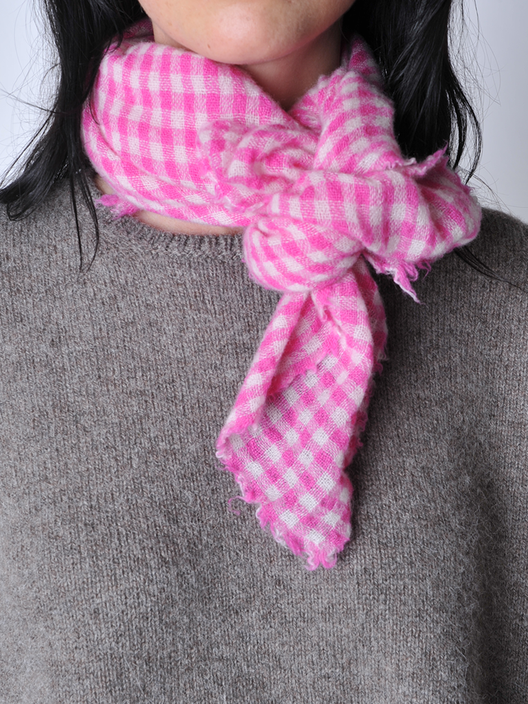 Raspberry Check Small Scarf - Roztayger