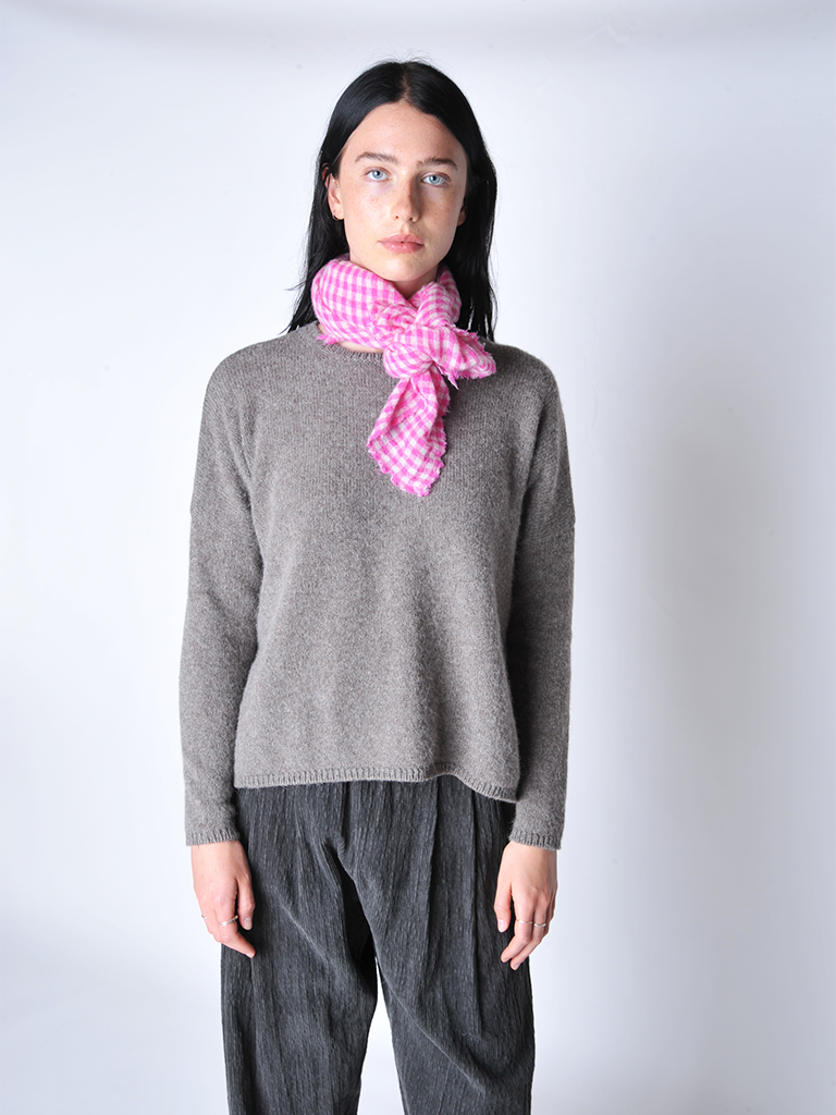 Raspberry Check Small Scarf - Roztayger