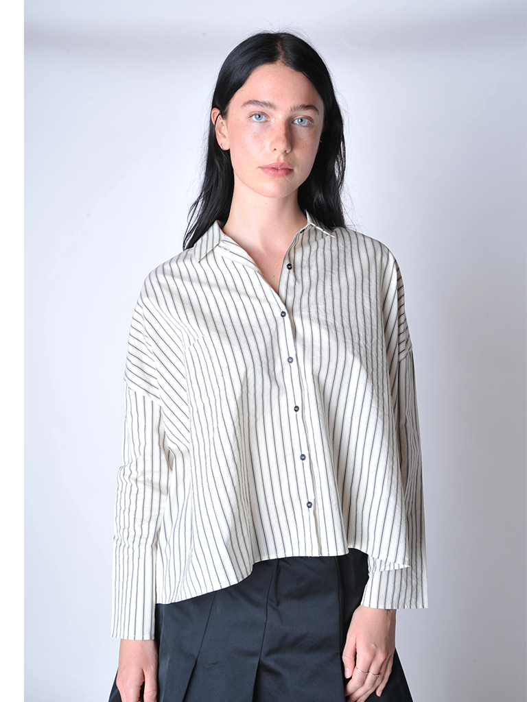 Black and Cream Striped Shirt - Roztayger