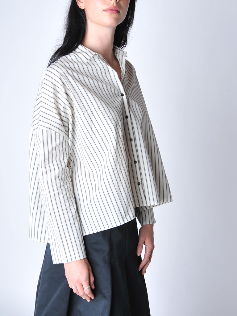 Black and Cream Striped Shirt - Roztayger