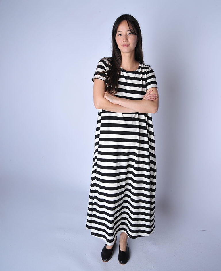 black and cream knit dress Winslet Knit Dress Black & Cream Midi