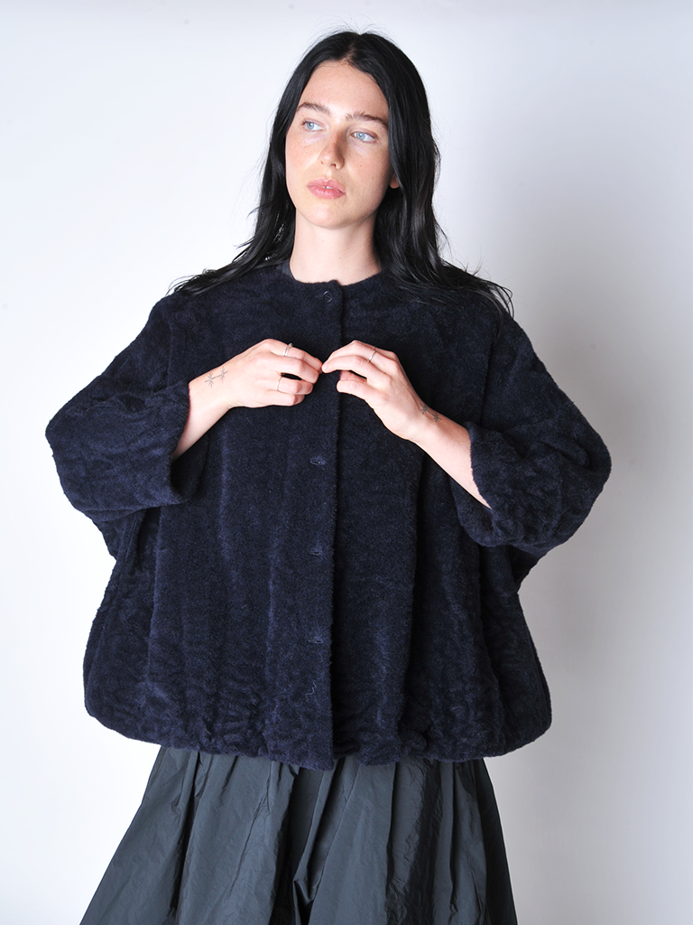 Night Blue Textured Wool Jacket - Roztayger