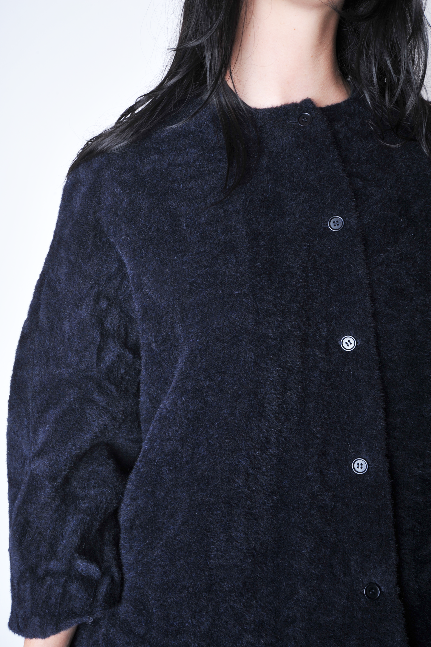 Night Blue Textured Wool Jacket - Roztayger