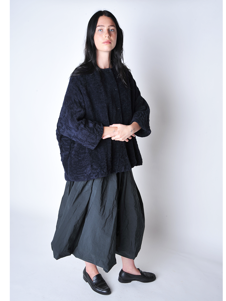 Night Blue Textured Wool Jacket - Roztayger