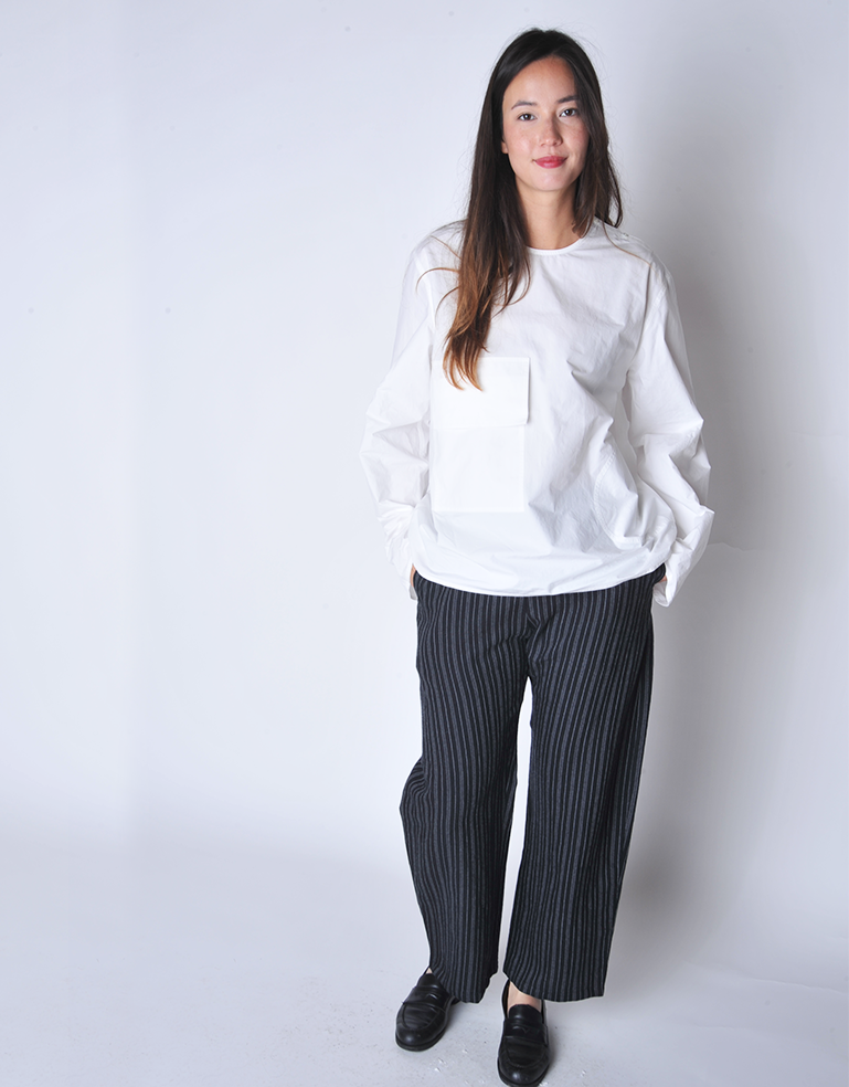 Black Striped Pull On Pant - Roztayger