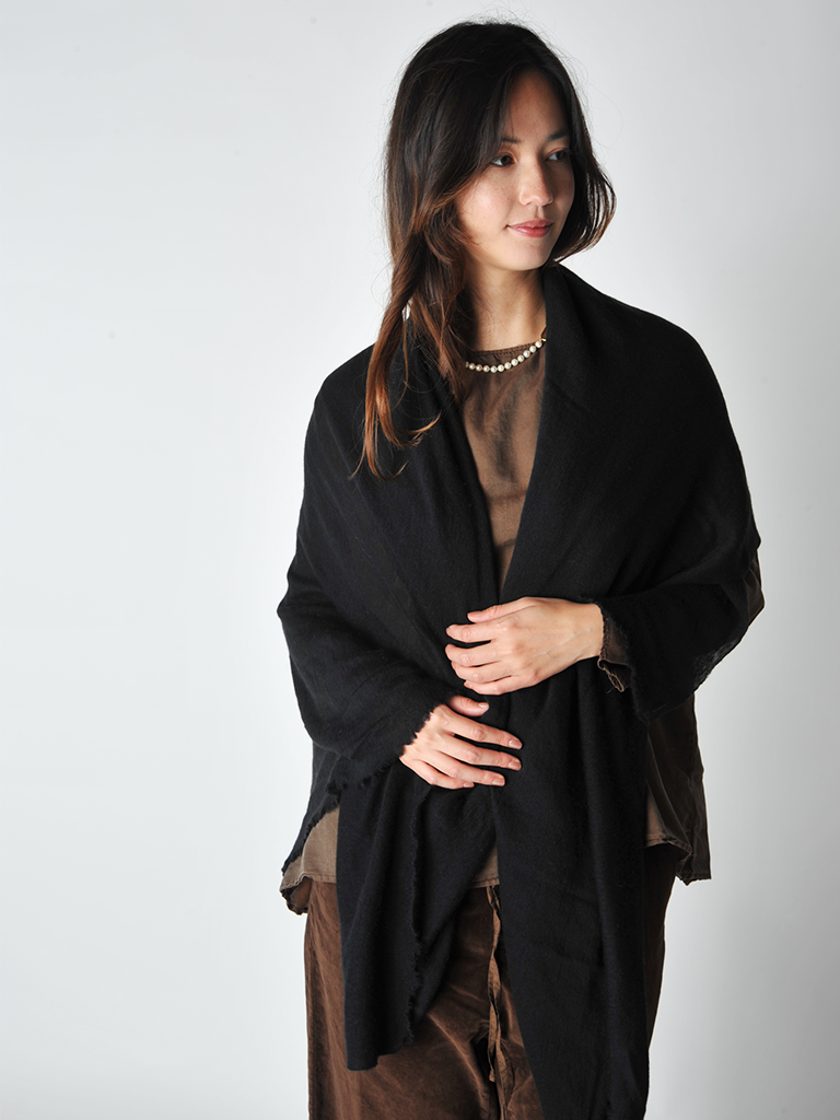 Black Melange Knit Cashmere Stole - Roztayger