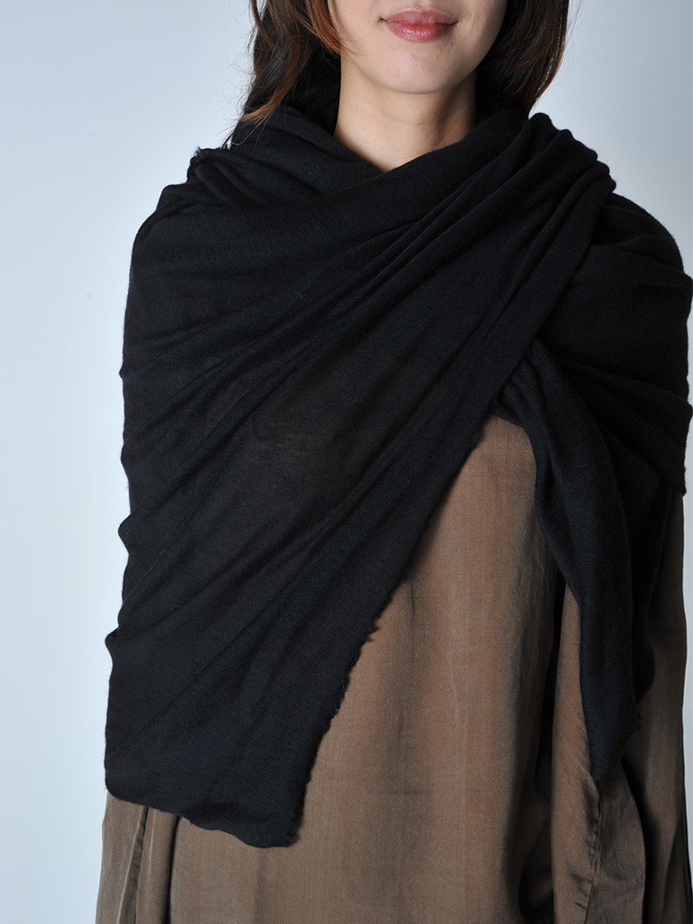 Black Melange Knit Cashmere Stole - Roztayger