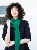 Mid Green Diamond Classic Knit Cashmere Scarf - Roztayger