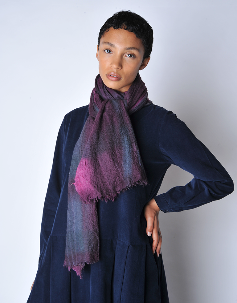 Botto Giuseppe Purples Tartan Felted Scarf – Roztayger