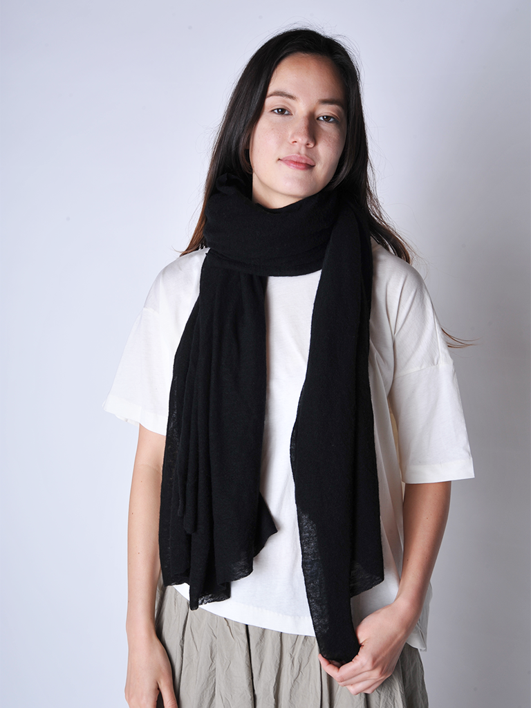 Black Classic Knit Cashmere Stole - Roztayger