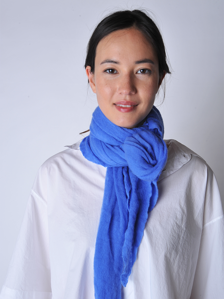 Botto Giuseppe Bright Mid Blue Diamond Shaped Cashmere Scarf