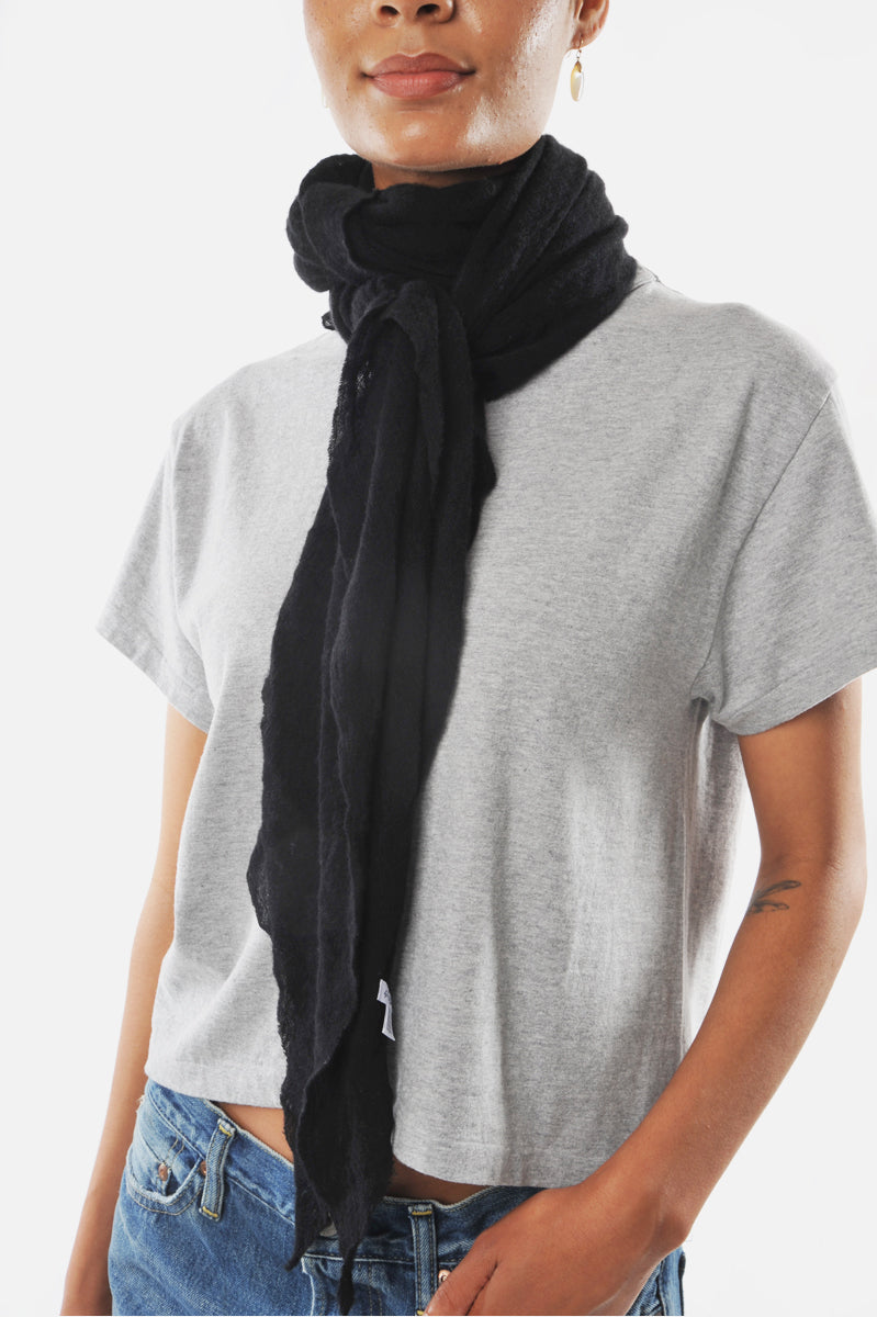 Black Classic Knit  Diamond Cashmere Scarf - Roztayger