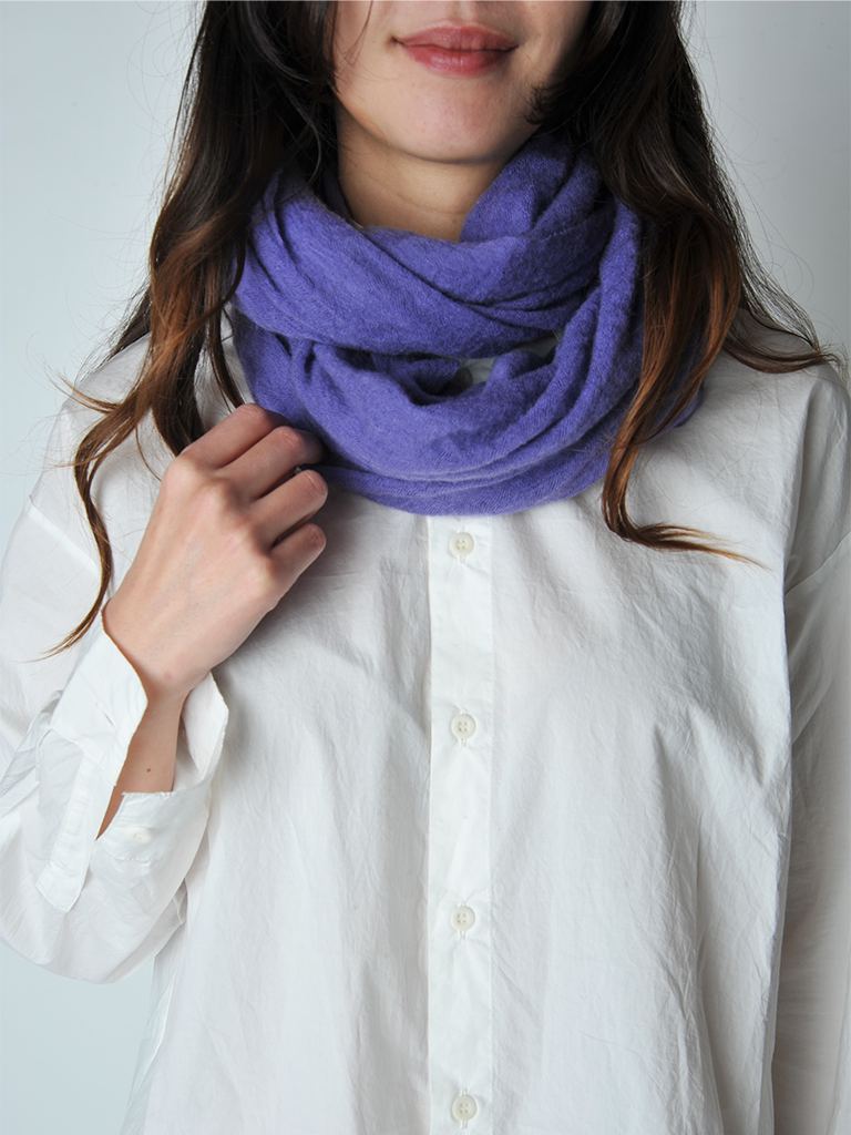 Botto Giuseppe Thick Dusty Plum Classic Knit Cashmere Tube Scarf