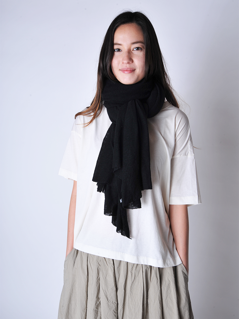 Black Classic Knit Cashmere Stole - Roztayger