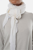 White Classic Knit Diamond Cashmere Scarf - Roztayger
