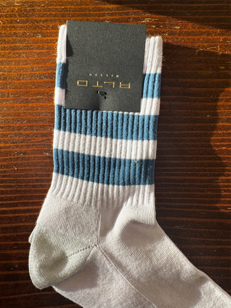 Blue Grey Stripe Zara Socks - Roztayger