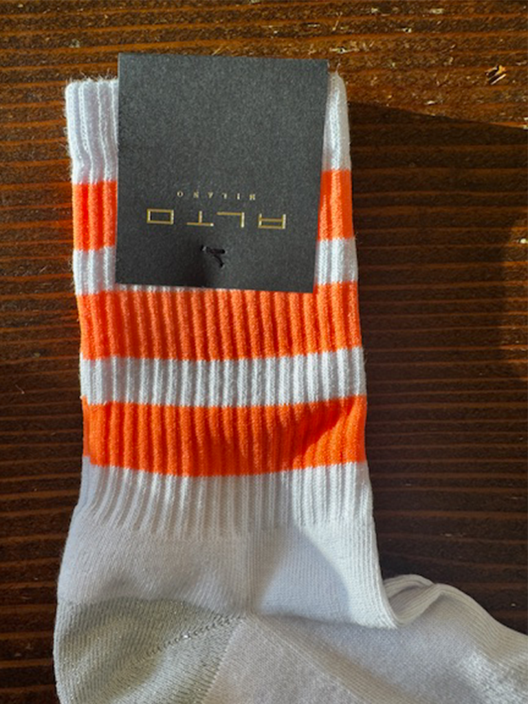 Neon Orange Stripe Zara Socks - Roztayger