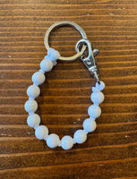 Short Perlen White Keychain - Bead Keychain Wristlet - Roztayger