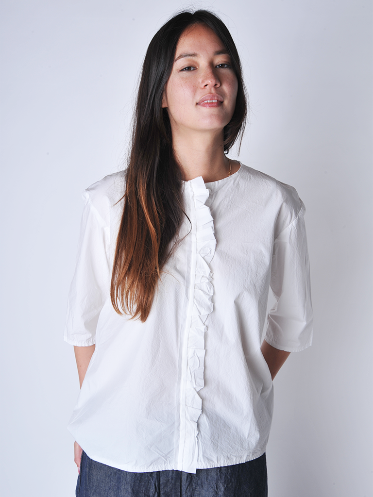 White Ruffle Girl Shirt - Roztayger