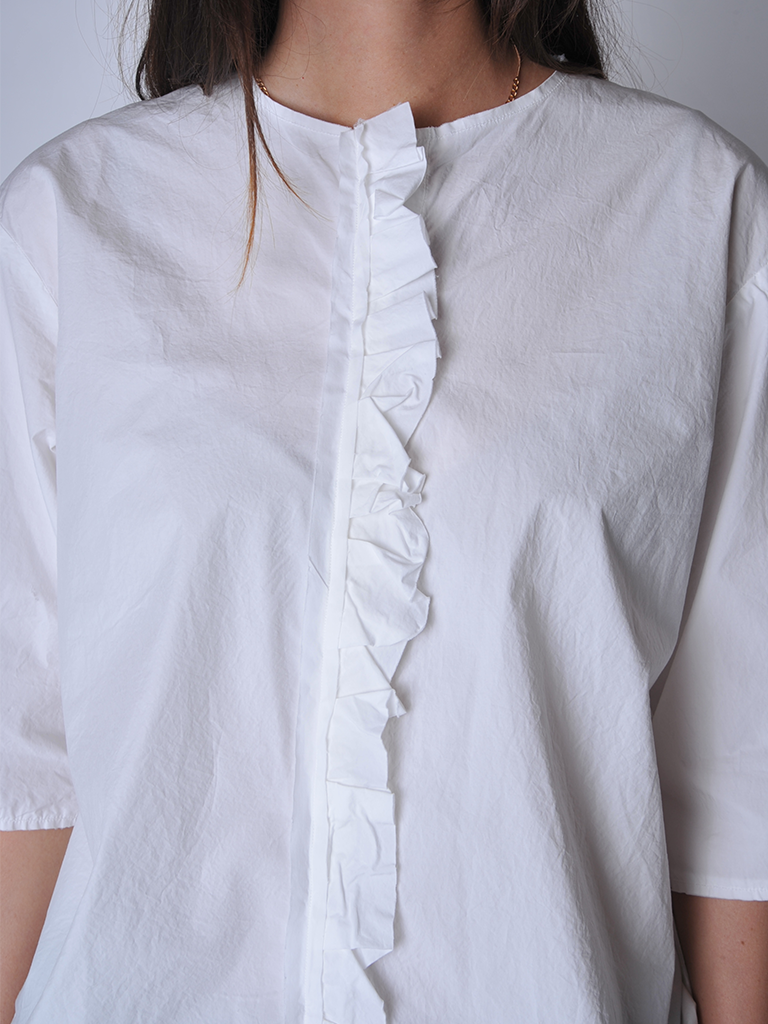 White Ruffle Girl Shirt - Roztayger