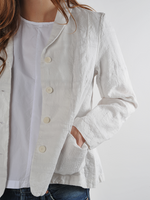 Fifi  Shades of White Linen Check Small Jacket - Roztayger