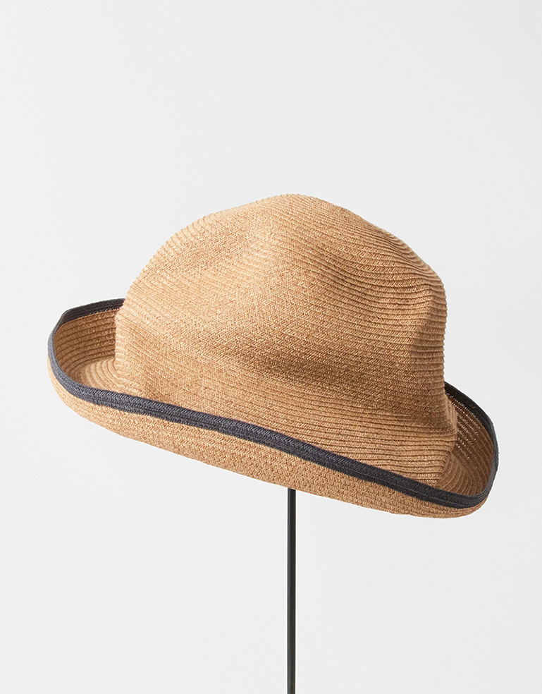 MARIHOJA Paper Braid Down Brim Hat　57cm Mature Ha | Brown Paper Braid Black Trim Small Brimmed large