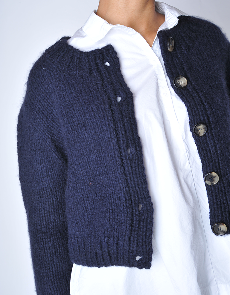 MikiKnits | Navy Elizabeth Cashmere Cardigan – Roztayger