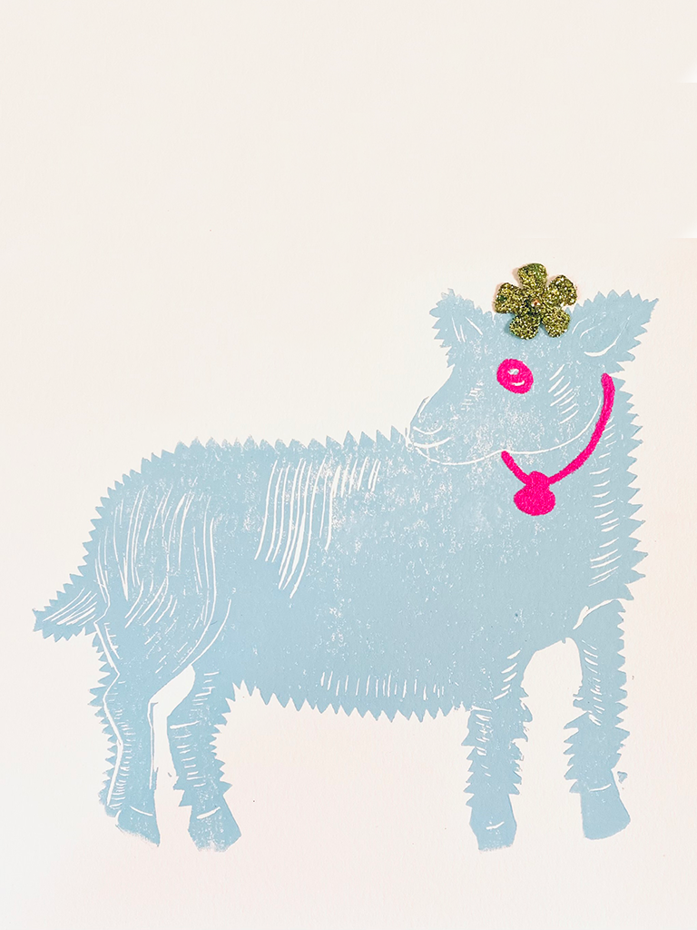 Aqua Spring Lamb Card - Roztayger