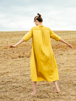 Misted Yellow Dewey Silk Cotton Dress - Roztayger