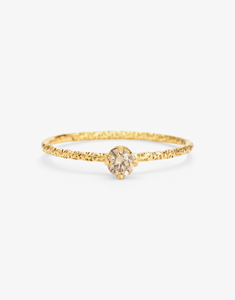 Satomi Kawakita | 18K and 3.5 mm Brown Diamond Homespun Solitaire