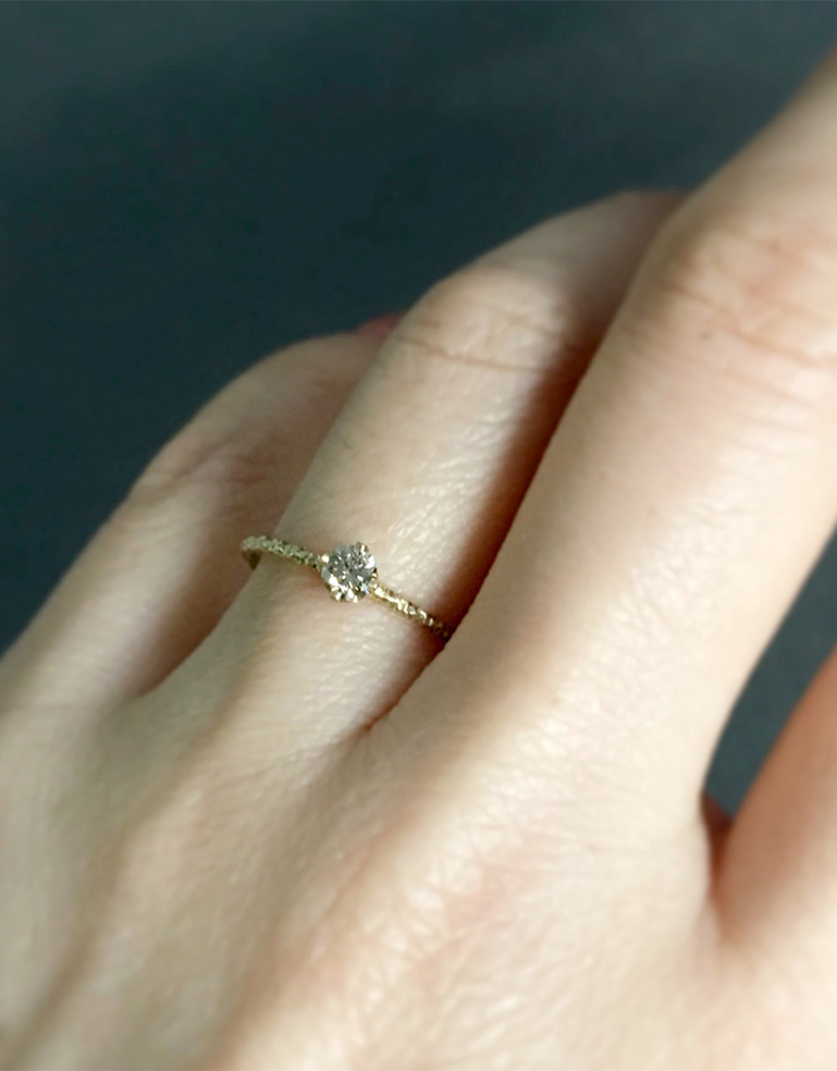 Satomi Kawakita | 18K and 3.5 mm Brown Diamond Homespun Solitaire
