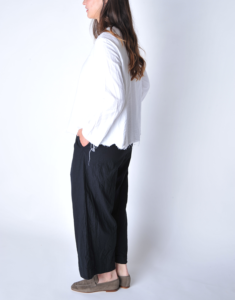 Black Deep Pockets Wide Leg Flannel Pants - Roztayger