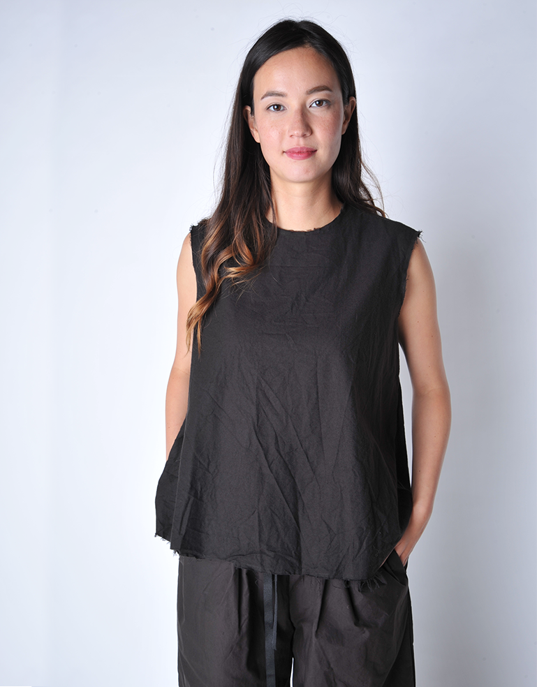 Bitter Chocolate Flannel Sleeveless Top - Roztayger