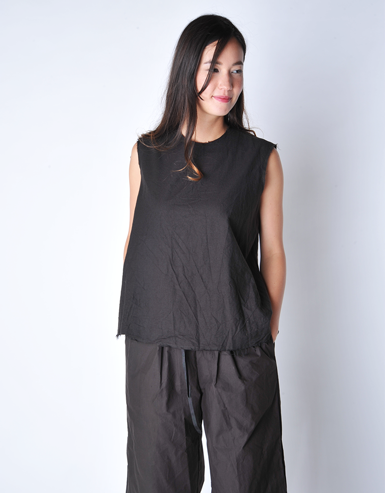 Bitter Chocolate Flannel Sleeveless Top - Roztayger