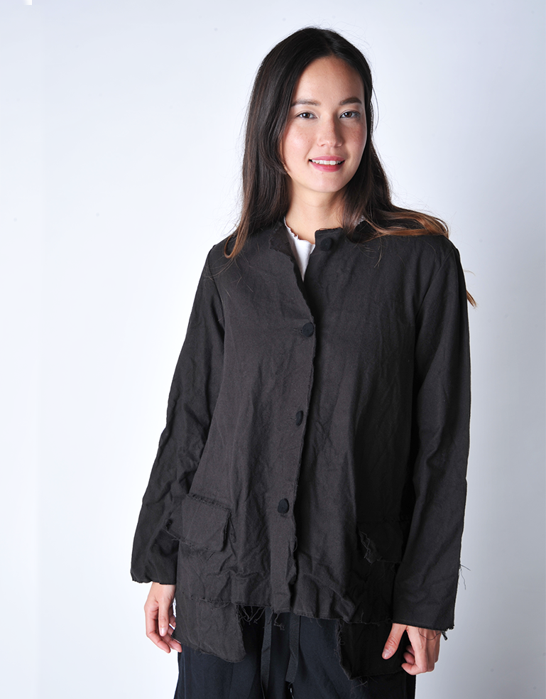 Bitter Chocolate Button Down Flannel Cosy Jacket - Roztayger