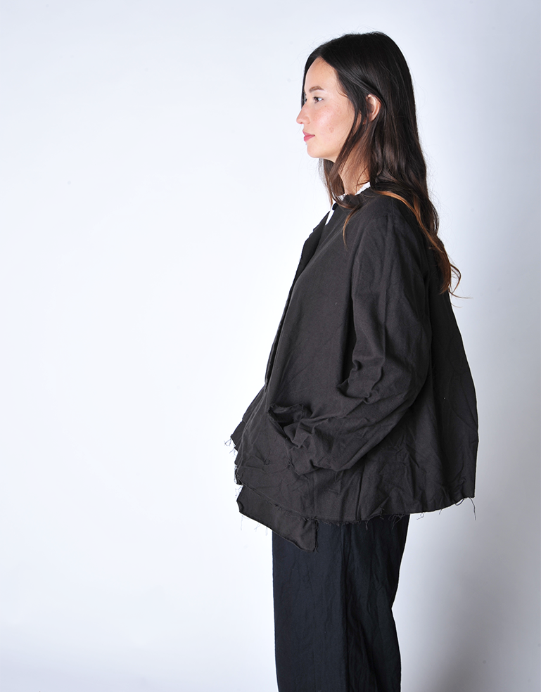 Bitter Chocolate Button Down Flannel Cosy Jacket - Roztayger