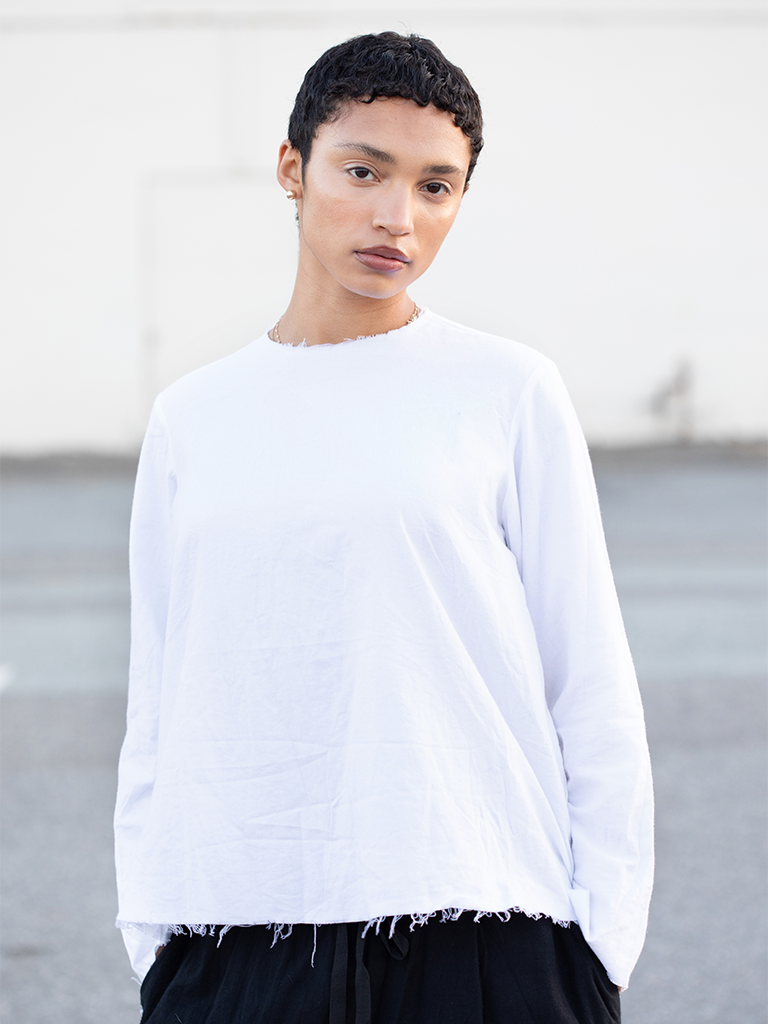 White Flannel Long Sleeve Top - Roztayger