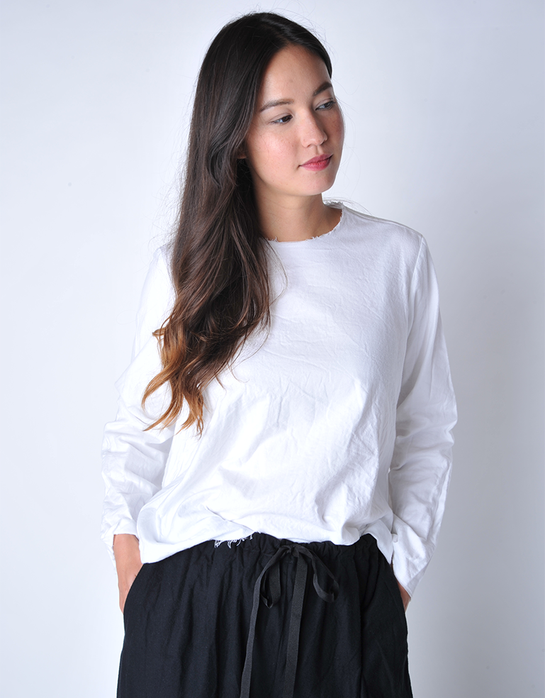 White Flannel Long Sleeve Top - Roztayger