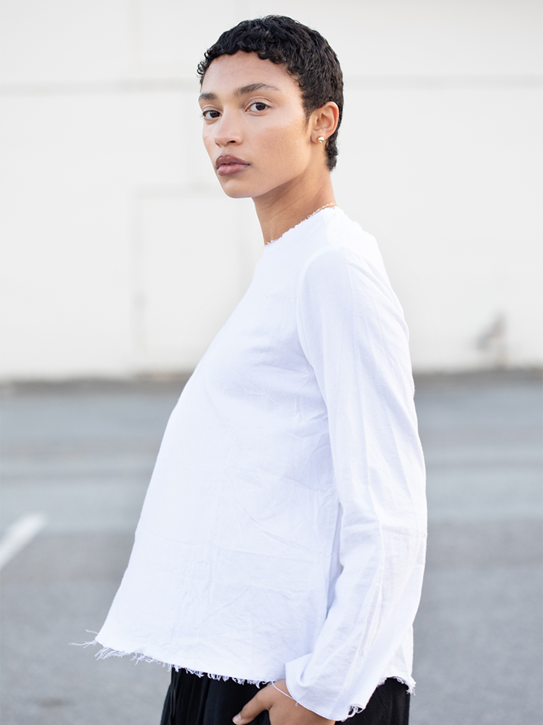 White Flannel Long Sleeve Top - Roztayger