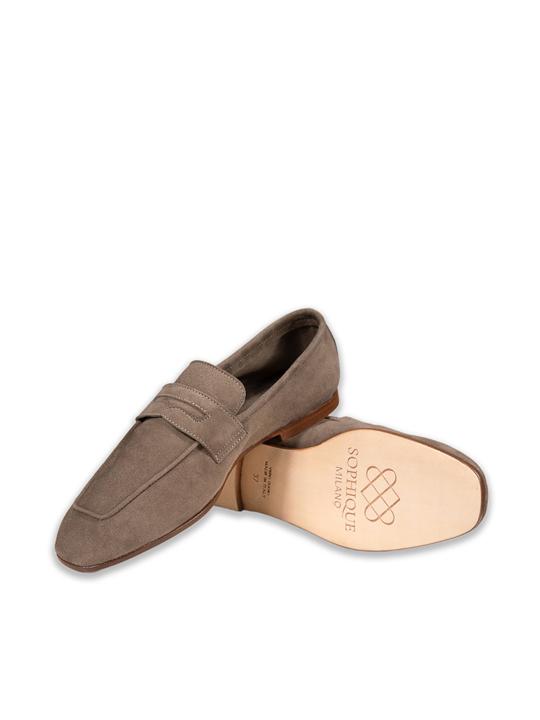 Taupe Essenziale Suede Loafers - Roztayger