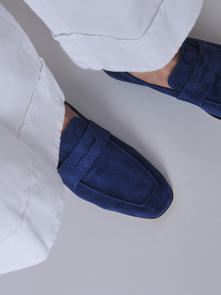 Blue Ink Essenziale Suede Loafers - Roztayger