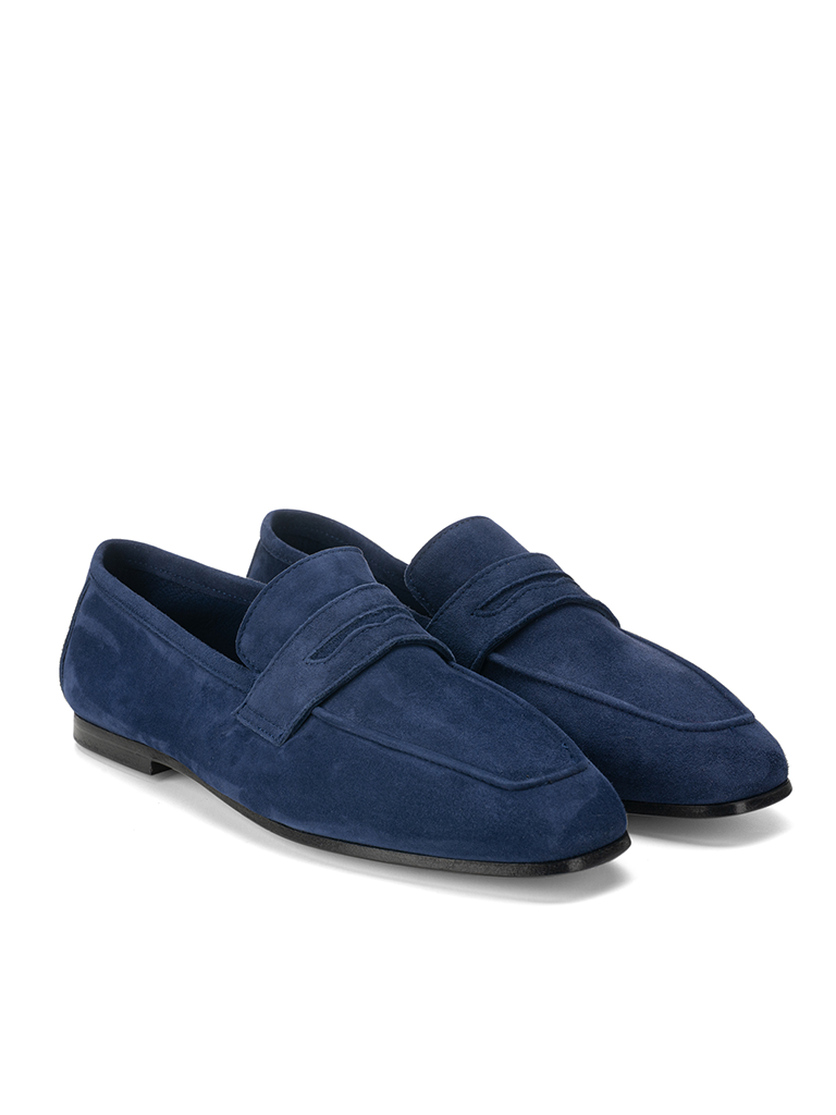 Blue Ink Essenziale Suede Loafers - Roztayger