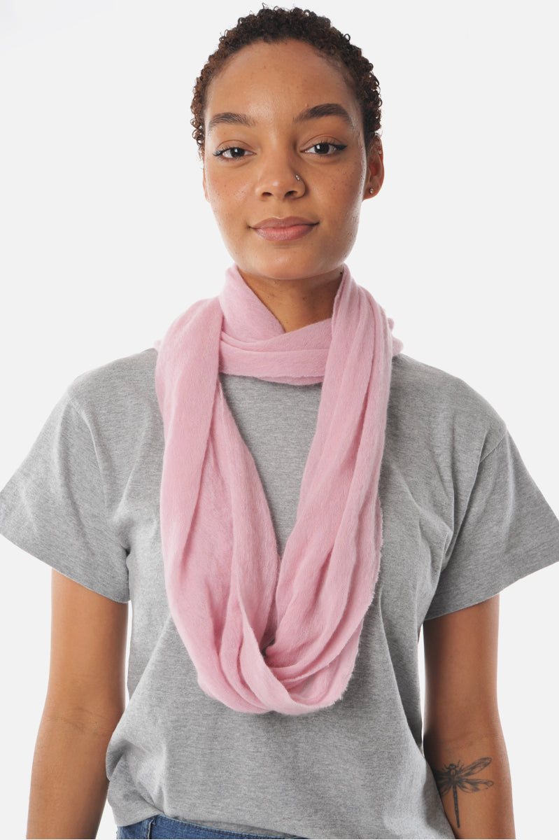 Botto Giuseppe Dusty Pink Melange Knit Cashmere Tube Scarf