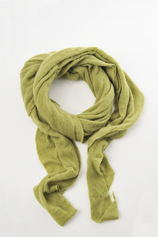 Botto Giuseppe Bright Olive Diamond Classic Knit Cashmere Scarf