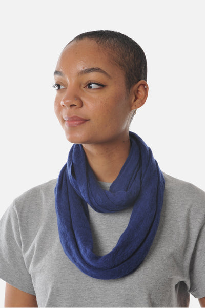 Navy Classic Knit Cashmere Tube Scarf