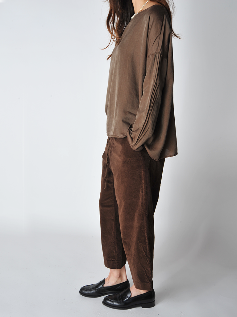 Coffee Velvet Short and Wide Trousers