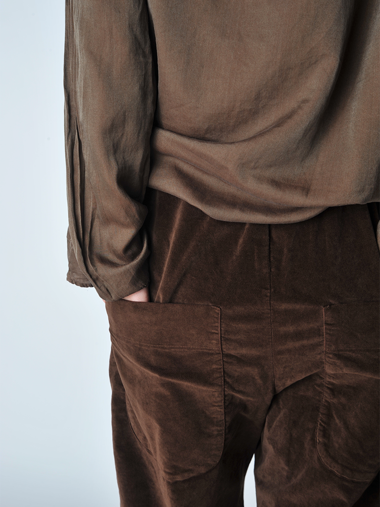 Coffee Velvet Short and Wide Trousers