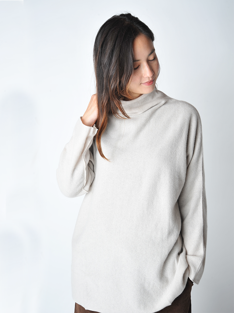 Fog Cashmere Funnel Neck Sweater