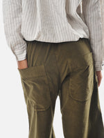 Olive Velvet Short and Wide Trousers - Roztayger
