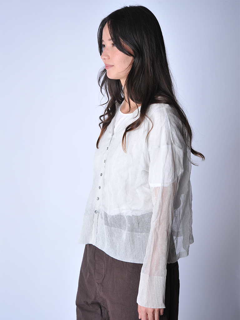 Off White Cotton Steel Cardigan - Roztayger